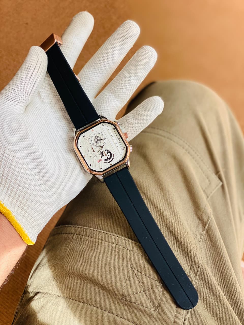 Analogue Watch Black With White Dial