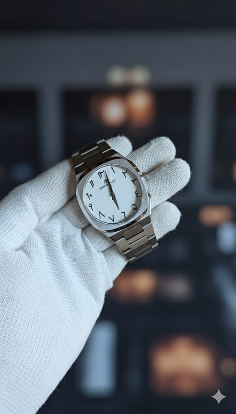 Arabic Aura Silver With White Dial