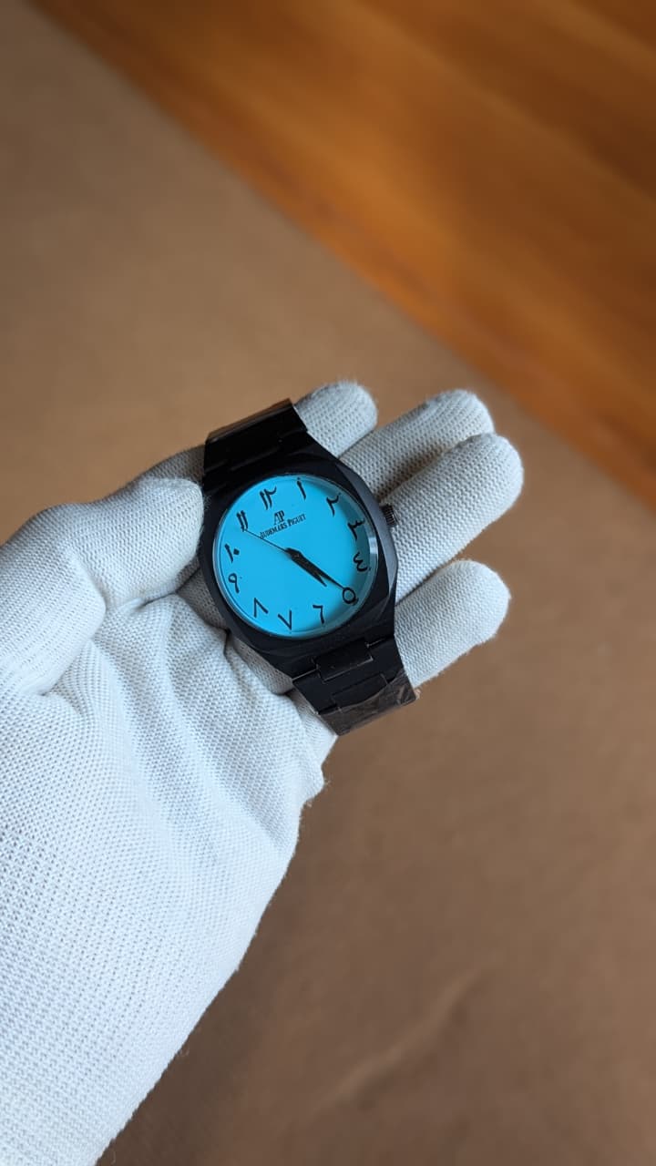 Arabic Aura Black With Blue Dial