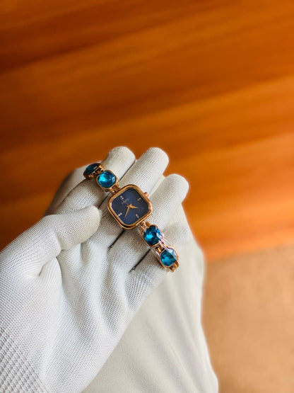 Fossil Watch Women Decorted With Stones Black/Blue