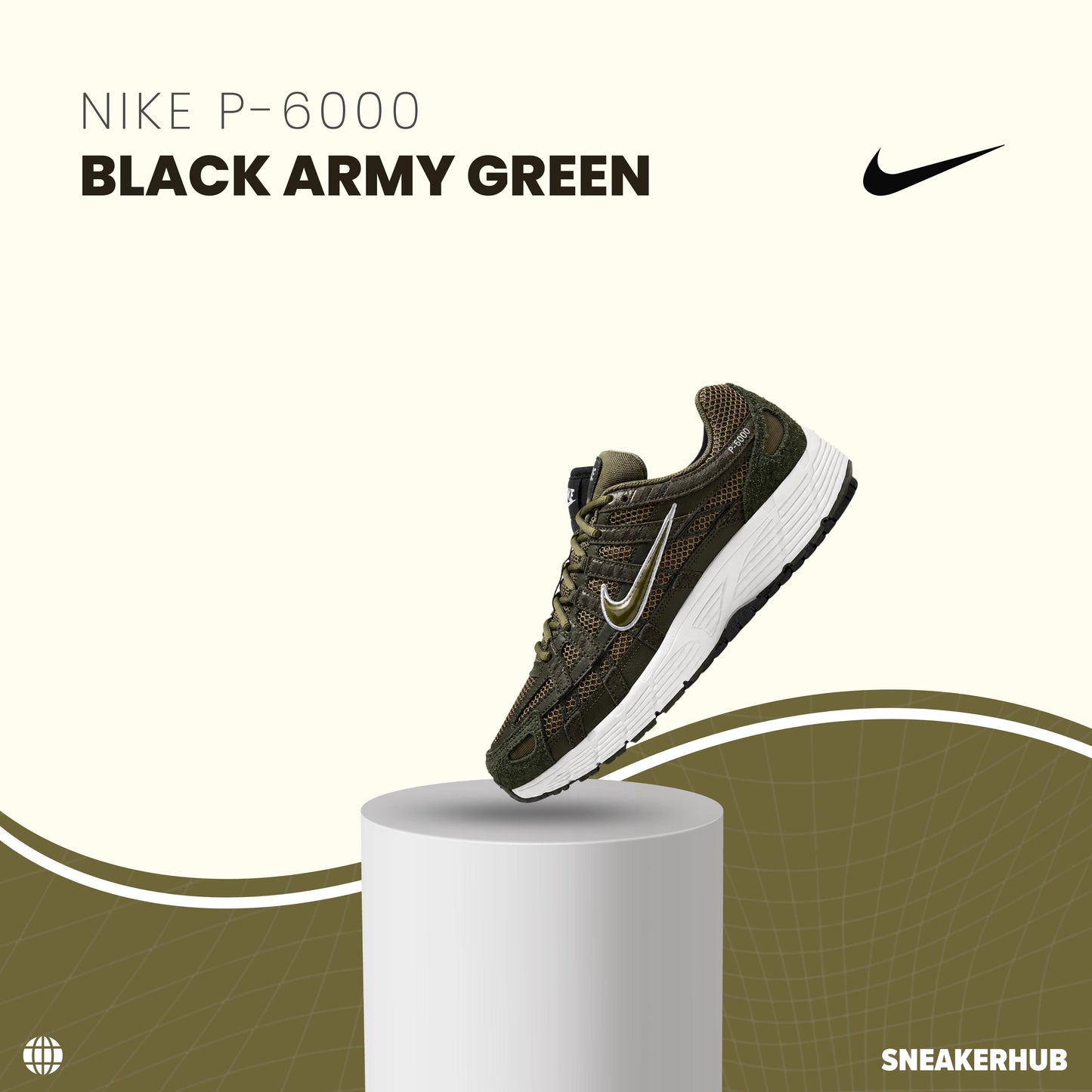NIKE P 6000 BLACK ARMY GREEN