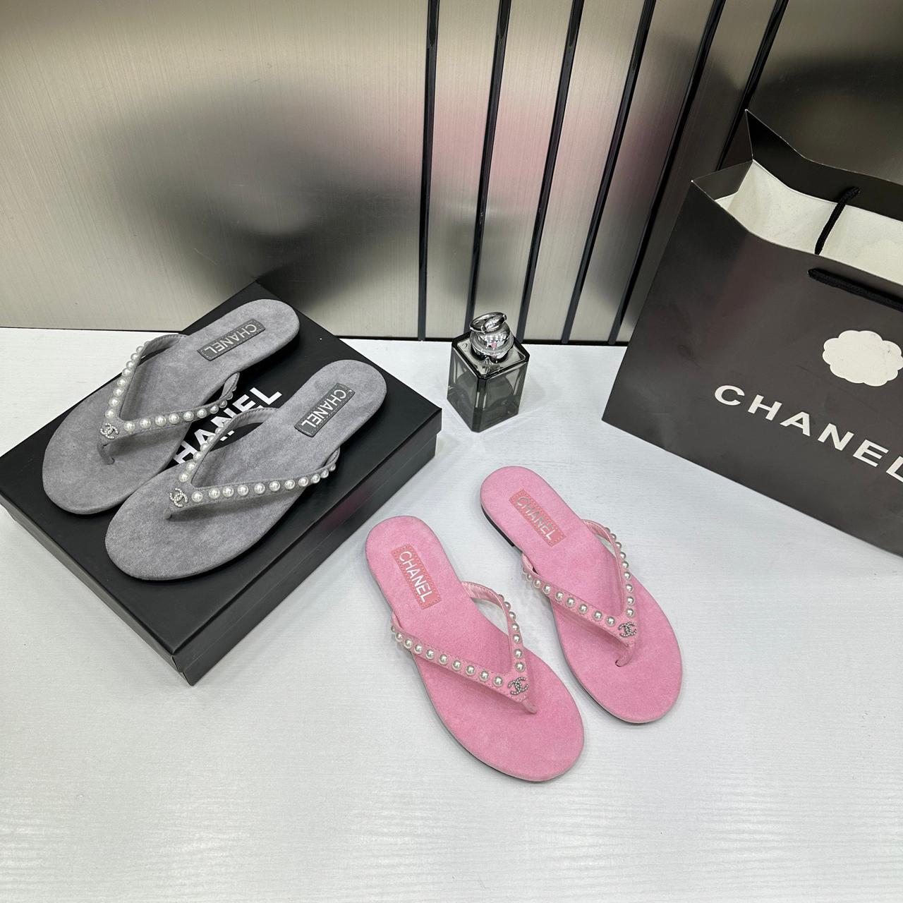 Chanel Sandals Women Gray/Pink