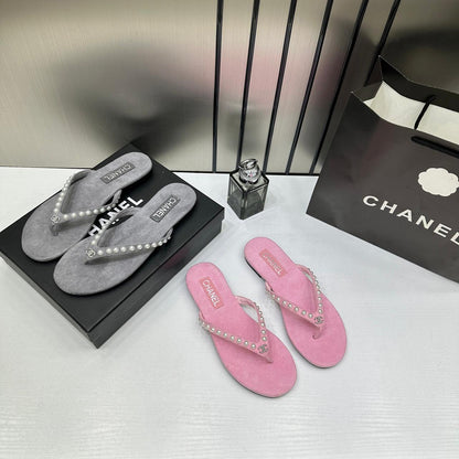 Chanel Sandals Women Gray/Pink
