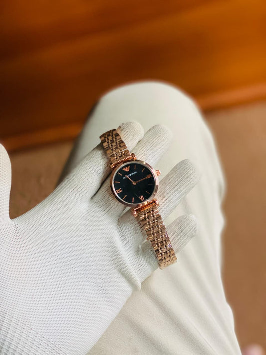 Emporio Armani Watch Women Gold With Black Dial