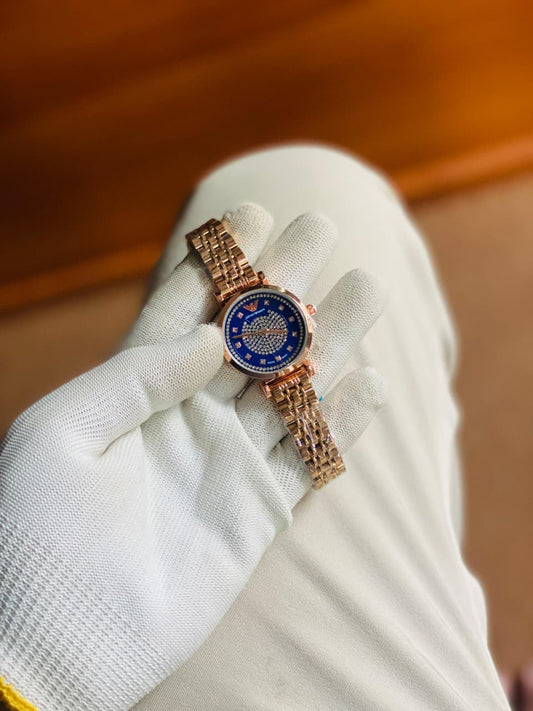 Emporio Armani Watch Women Gold With Blue Dial