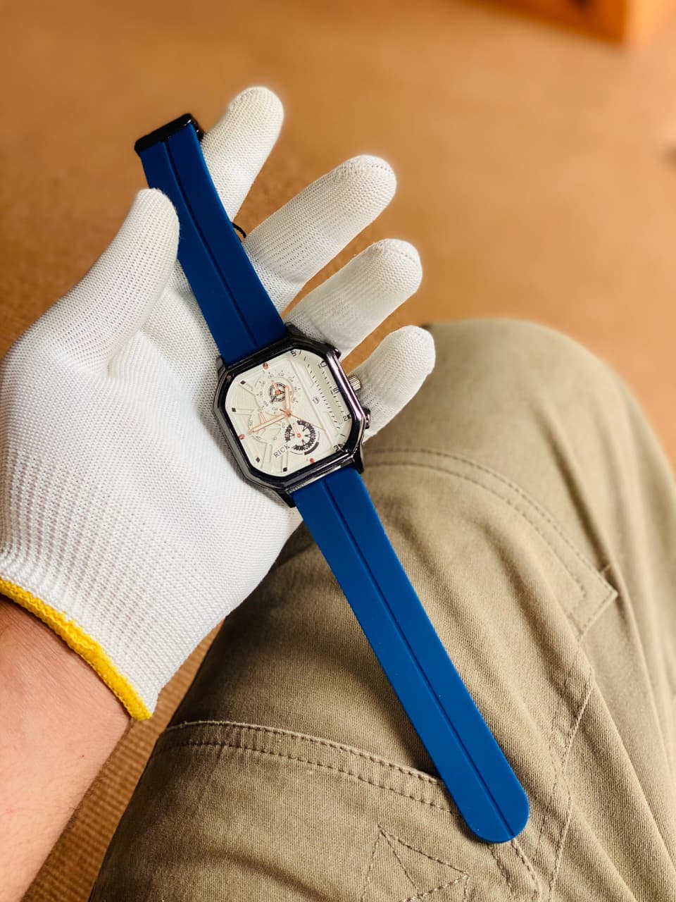 Analogue Watch Blue With White Dial